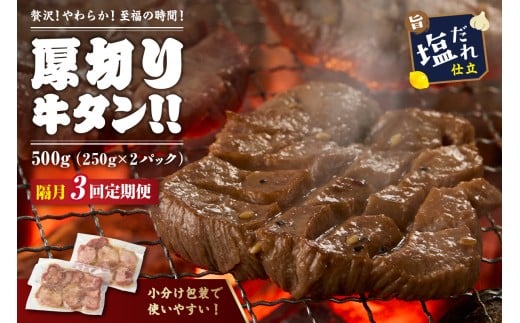 【定期便】【訳あり】贅沢!やわらか!至福の時間!!厚切り塩だれ牛タン!!500g(250g×2パック)【定期便 隔月×3回】 YK00473京都府京丹後市27000肉牛肉