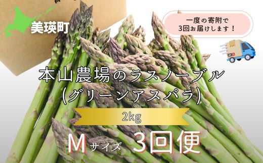 【令和8年産先行予約】 幻のアスパラ Mサイズ 2kg 3回便 ラスノーブル  北海道 美瑛町 本山農場 グリーンアスパラ | グリーン アスパラガス アスパラ あすぱら あすぱらがす 採れたて 新鮮 旬