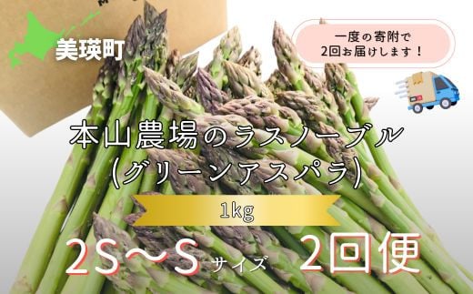 【令和8年産先行予約】  幻のアスパラ 2S〜Sサイズ 1kg 2回便 ラスノーブル  北海道 美瑛町 本山農場 グリーンアスパラ | グリーン アスパラガス アスパラ あすぱら あすぱらがす 採れたて 新