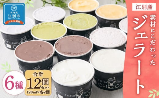 【120ml(6種)・12個入り】江別産 素材にこだわったジェラート【CHICO】ジェラート北海道江別市15000菓子・スイーツアイス・ジェラート