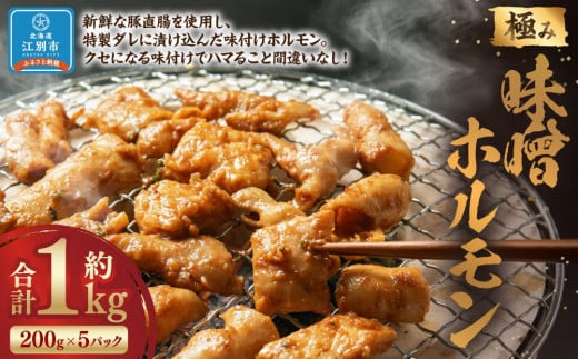 極み味噌ホルモン 1kg(200g×5袋)北海道江別市20000肉豚肉