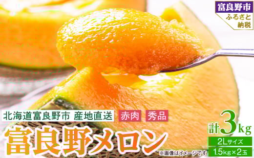 2026年先行予約 糖度15度前後 富良野メロン 2Lサイズ(1.5kg) 赤肉 2玉入り_ メロン ふらのメロン フルーツ 果物 くだもの 北海道 富良野市 富良野 人気 美味しい ギフト プレゼント おすすめ