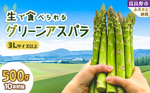 2026年先行予約 「生」で食べられる グリーンアスパラ 極太3L以上 500g(10本前後)【1400427】北海道富良野市13000野菜・きのこその他 野菜