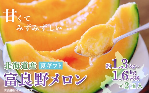 <2026年発送 先行受付>富良野メロン(赤肉)夏ギフト1.3kg〜1.6kg未満2玉入_ メロン めろん 赤肉 果物 くだもの フルーツ ふるーつ 青果 ふらのメロン 富良野 北海道 産地直送 国産 人気 おすす