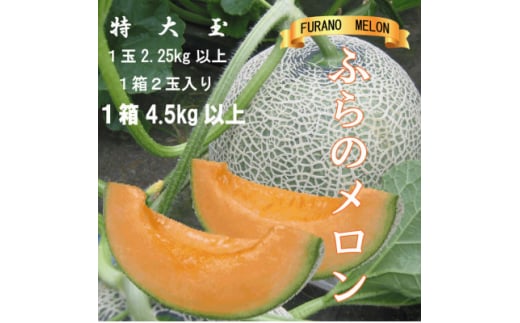ふらのメロン 赤肉 大玉 1玉2.25kg以上 1箱2玉入り(計4.5kg以上)【1510301】北海道富良野市20000果物・フルーツメロン・スイカ