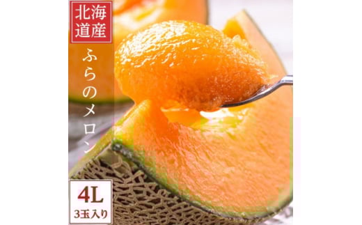 2026年先行予約 糖度15度前後 富良野メロン 4Lサイズ(2.5kg以上) 3玉入り【1542474】北海道富良野市33000果物・フルーツメロン・スイカ