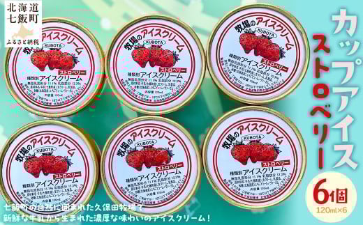 アイスクリーム ストロベリー 120ml×6個 【 ふるさと納税 人気 おすすめ ランキング アイスクリーム アイス あいす ストロベリー いちご イチゴ 苺 セット おいしい 北海道 七飯町  】 NAP012
