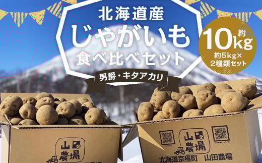 北海道産 じゃがいも 男爵 キタアカリ 食べ比べセット M〜2Lサイズ混載 各約5kg 合計約10kg 2箱 山田農場 ジャガイモ 芋 いも イモ 食べ比べ 食べくらべ セット 国産 【2025年9月下旬-2026年3月上