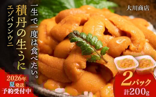 【2026年夏発送分】バフンウニ100g×2パック北海道積丹町144000魚介・海産物イカ・タコ・ウニ