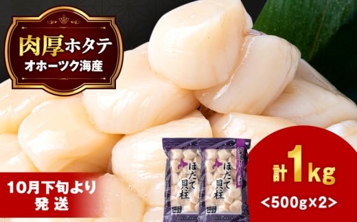 【10月下旬以降発送】ホタテ 貝柱 冷凍 大粒 1kg(500g×2パック) お取り寄せ 刺身 《横田水産》北海道浜頓別町29500魚介・海産物貝類