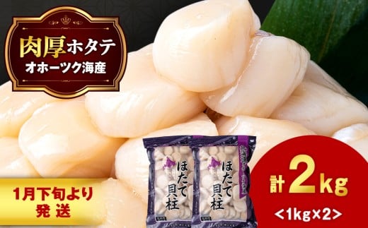 【1月末発送】ほたて 大粒 貝柱 冷凍 2kg(1kg×2パック) お取り寄せ 刺身 《横田水産》北海道浜頓別町58500魚介・海産物貝類