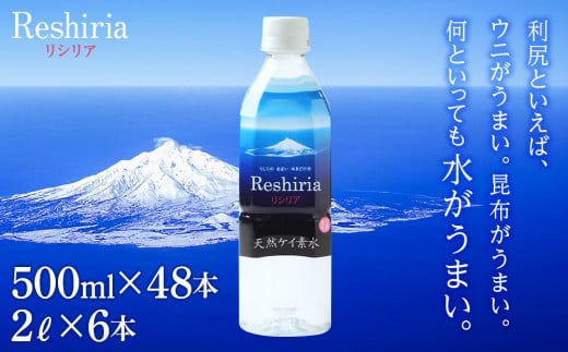 天然ケイ素水 リシリア(500ml×48本・2L×6本)北海道利尻富士町30000お茶・飲料水・ミネラルウォーター