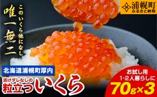 【★先行予約★令和7年度11月発送】いくら 70g×3パック 漬けダレなしの粒立ついくら 【2025年11月頃より順次出荷】 国産 便利小分け 簡単いくら丼 山本商店【北海道十勝浦幌町厚内産】北海