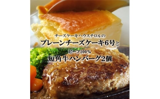 スプーンで食べる『チロルのクリームチーズケーキ6号』と『短角牛100%ハンバーグ2個』【1630530】岩手県20000肉牛肉