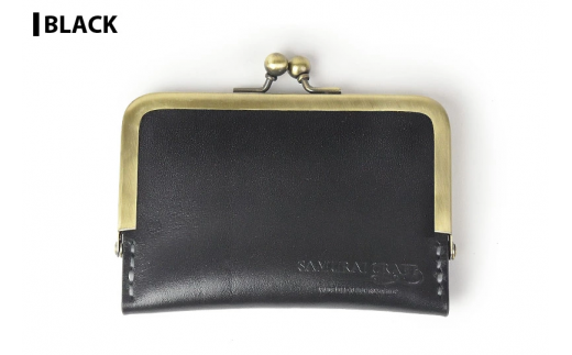 サムライクラフト がま口カードケース<ブラック>(100mm×70mm×厚み10mm) レザー 革 本革 レザー製品 革製品 名入れ ギフト ルガトショルダー ファッション 日本製 手縫い ハンドメイド Samurai C