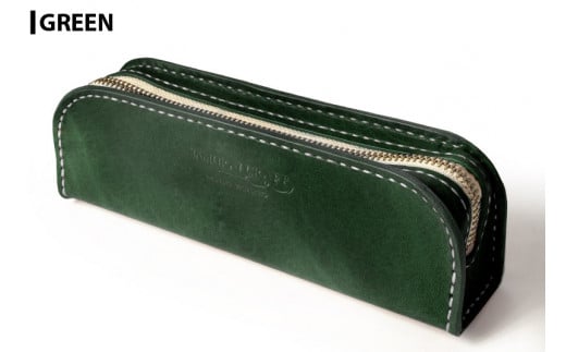 サムライクラフト ペンケース<グリーン>(200mm×65mm×厚み40mm) レザー 革 本革 レザー製品 革製品 ルガトショルダー ギフト 日本製 手縫い ハンドメイド ファッション 小物 Samurai Craft【株式