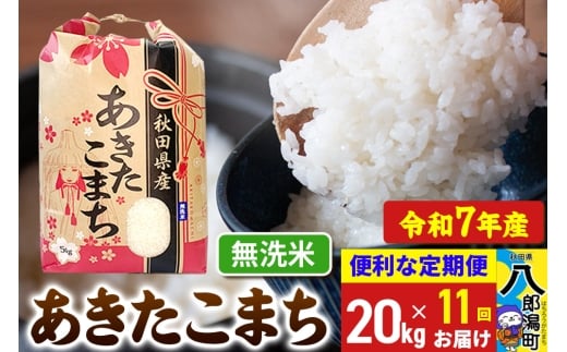 《定期便11ヶ月》【新米】 あきたこまち 20kg【無洗米】令和7年産 秋田県産 こまちライン秋田県八郎潟町704000米・パン白米
