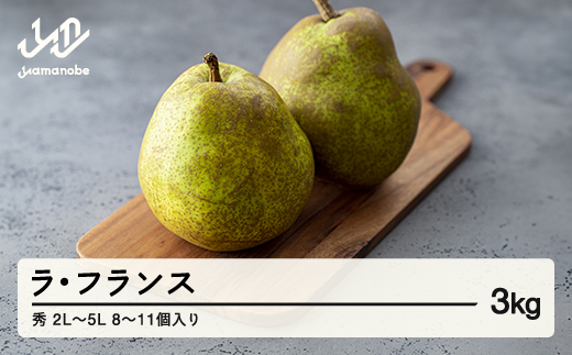 【先行予約】 山形県産 ラ・フランス 秀 2L〜5L ?3kg (8~11個入り) nf-lasyx3山形県山辺町9000果物・フルーツりんご・梨