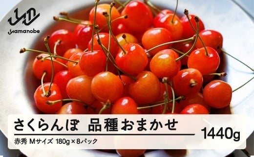 【先行予約】 さくらんぼ 品種おまかせ 赤秀品 M玉 180g×8パック ご家庭用 2026年産 令和8年産 山形県産 mm-saoam1440山形県山辺町22500果物・フルーツさくらんぼ