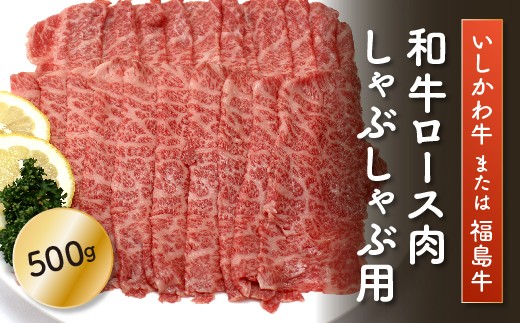 FT18-202「いしかわ牛」または「福島牛」和牛ロース肉 500g しゃぶしゃぶ用  肉 牛肉 国産 和牛 黒毛和牛 福島県 玉川福島県玉川村62000肉牛肉