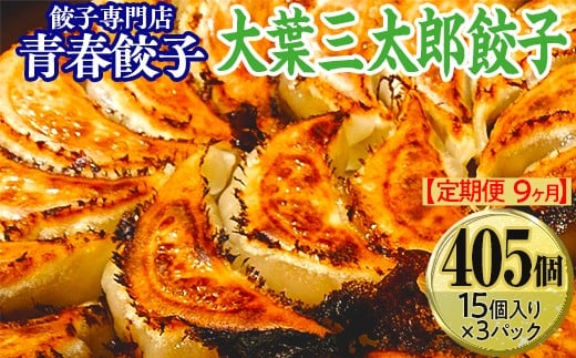 【定期便9ヶ月】餃子専門店青春餃子 大葉三太郎餃子15個入り×3パック 45個(計405個)茨城県常総市135000肉その他 肉