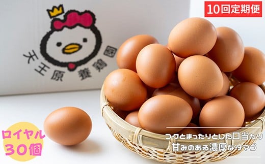 【定期便】10回定期 【天王原のたまご】 ロイヤル卵 30個入り  定期便 たまご 卵茨城県常総市105000卵・乳製品卵(鶏、烏骨鶏等)