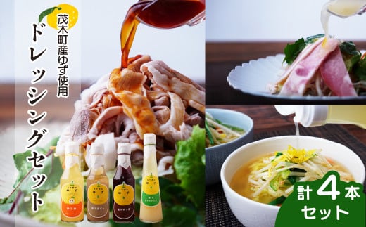 茂木産ゆずを使用!4種のドレッシングセット 保存料・着色料・香料不使用 |  ゆず 柚子 ドレッシング ポン酢 柚子酢 柚子塩だれ 酢 お酢 調味料 無着色 保存料 不使用 サラダ 野菜 ノンオイ