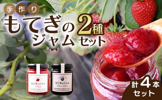 茂木産果実100%使用! イチゴ&ブルーベリージャム 160g×4本  保存料・着色料・香料不使用 | いちご イチゴ 苺 ブルーベリー 果実 フルーツ 手作り 果肉 朝食 トースト パン ヨーグルト 詰め