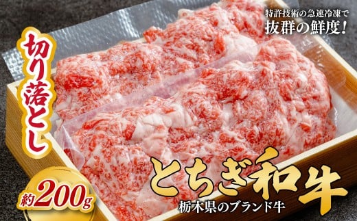 とちぎ和牛の切り落とし 200g【栃木県共通返礼品】 | 牛肉 肉 お肉 産地直送 国産 国産牛 牛丼 交雑 赤身 霜降り 希少 旨味 旨み 熟成 急速冷凍 テクニカン テクニカン社 スキンパック 真空パ