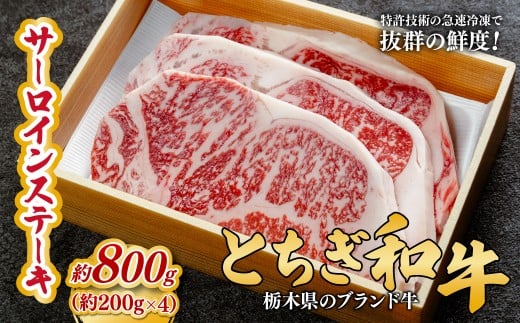 とちぎ和牛の厚切りサーロインステーキ 800g(200g×4枚)【栃木県共通返礼品】 | 牛肉 肉 お肉 厚切り サーロイン ステーキ 柔らかい 産地直送 国産 国産牛 交雑 赤身 霜降り 希少 旨味 旨み