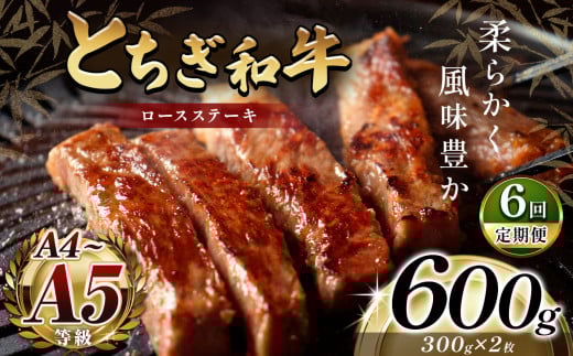 最高位賞を受賞!【定期便6回】最高級ブランドの柔らかく風味豊かなとちぎ和牛ロースステーキ(300g?2枚) | 霜降り 和牛 切り落とし とろける 品質 柔らかく 銘柄牛 安心 安全 美味しい お