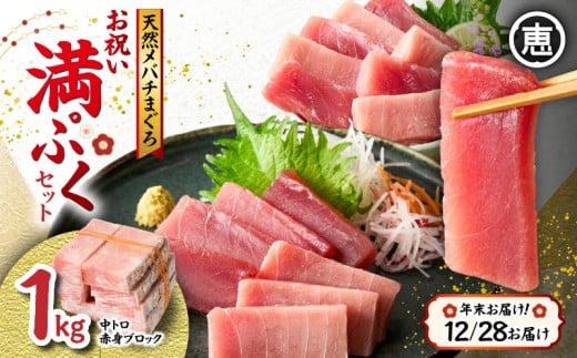 【年末・正月用12月28日お届け】天然 目鉢まぐろ お祝い満ぷくセット 中トロ赤身1kgブロック 迎春 三崎まぐろ 三崎恵水産 M020-020-1-10神奈川県三浦市18000魚介・海産物鮮魚