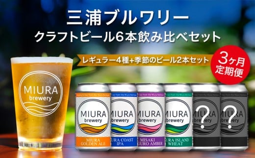 【全3回定期便】【三浦ブルワリー】クラフトビール定番4本と季節のビール2本飲み比べセット M110-T02神奈川県三浦市54000酒・アルコールビール・発泡酒