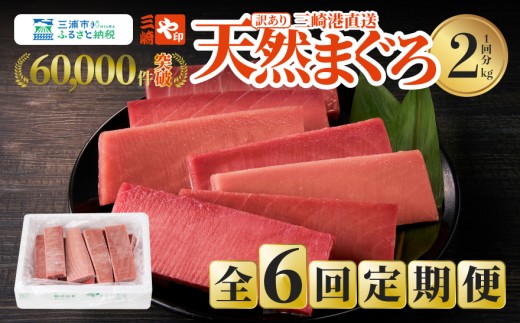 【全6回定期便】老舗三崎まぐろ問屋から直送!天然マグロ赤身 2kgをお届け M063-T10神奈川県三浦市141000魚介・海産物鮮魚