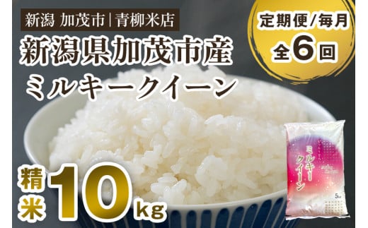 【令和6年産米】【定期便6ヶ月毎月お届け】新潟県央地区 ミルキークイーン 精米10kg(5kg×2)新潟米 新潟産 お米 白米 加茂市 青柳米店新潟県加茂市140000米・パン白米
