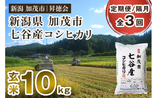 【令和6年産米】【定期便3回隔月お届け】新潟県加茂市 七谷産コシヒカリ 玄米10kg(5kg×2) 高柳地域産数量限定 昇徳会新潟県加茂市72000米・パン白米