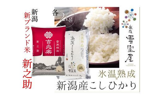 【令和7年産新米】 阿賀野市産 「 新之助 & 雪室米 」 食べ比べ セット 各2kg 11月上旬より順次発送予定 新潟県 阿賀野市 米 こめ コメ 白米 精米 1J11028新潟県阿賀野市28000米・パン白米