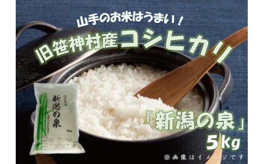 【令和7年産新米】コシヒカリ 「新潟の泉」 5kg 旧笹神村産 上泉 農家直送 コメドック 金賞  1Q01019新潟県阿賀野市19000米・パン白米