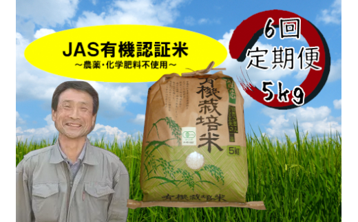 【令和7年産新米】【6か月定期便】JAS有機認証米 コシヒカリ 5kg×6回 1G06141新潟県阿賀野市141000米・パン白米
