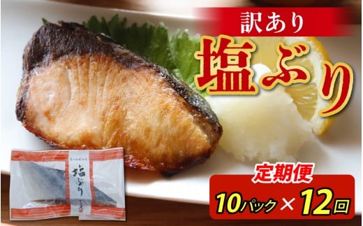 【定期便】12ヶ月連続お届け 訳あり 塩ぶり 10パックセット / 鰤 お歳暮 冬ギフト 年末 年始 切り身 天然ブリ 雑煮 おせち 下味冷凍 長期保存 おかず お弁当 1人暮らし 岩塩 塩焼き ギフト お