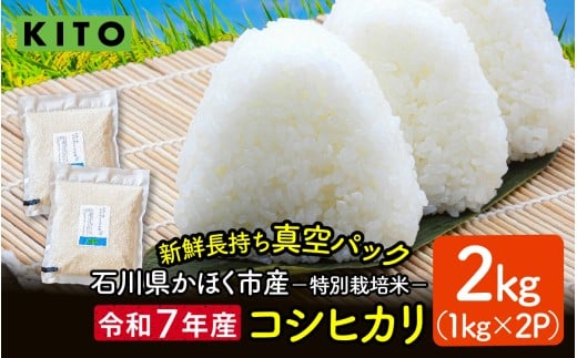 【先行予約 令和7年産】石川県かほく市産 こしひかり 2kg(1kg × 2袋) 特別栽培米【2025年10月より順次発送】石川県かほく市7000米・パン白米