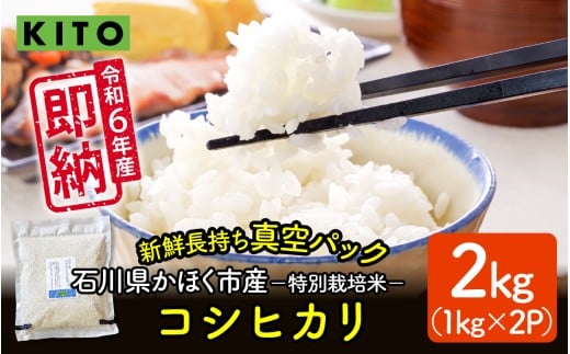 【令和6年産】石川県かほく市産 こしひかり 2kg(1kg × 2袋) 特別栽培米石川県かほく市6000米・パン白米