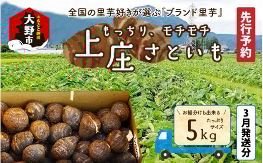【先行予約】【3月発送分】満天☆上庄産さといも5kg 日本一の味をめざし、有機肥料配合、減農薬栽培の「独自栽培」で作る里芋福井県大野市14000野菜・きのこ大根・ニンジン・根菜類