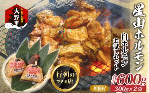 【全国ホルモン大会初代優勝】 星山ホルモン 白 ホルモン 600g お試し 小分け (300g×2袋・たれ付) 【行列のできるお店】| ホルモン 生 白ホルモン ホルモン焼き ホルモン鍋 もつ もつ鍋 小分