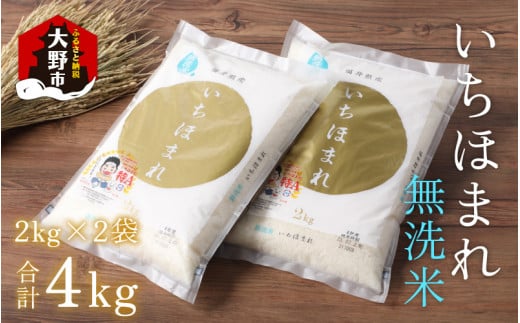 【福井のブランド米】【令和7年産 新米】【特A獲得】いちほまれ 無洗米 2kg × 2袋福井県大野市19000米・パン無洗米