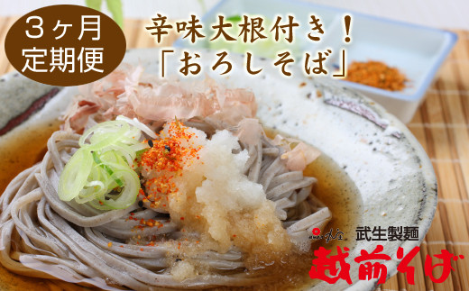【定期便3回】辛味大根付き!おろしそば8食セット(創業90余年の武生製麺)福井県越前市42000麺そば