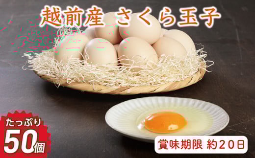 【お届け日指定可】越前産 さくら玉子 50個(45個+割れ補償5個入り)【冷蔵・卵】福井県越前市10000卵・乳製品卵(鶏、烏骨鶏等)