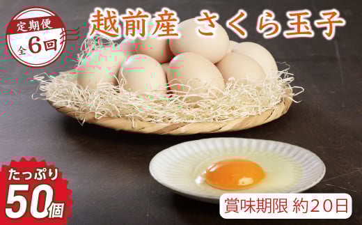 【定期便6回】越前産 さくら玉子 50個(45個+割れ補償5個入り)【冷蔵・卵】(お届け日指定可)福井県越前市60000卵・乳製品卵(鶏、烏骨鶏等)