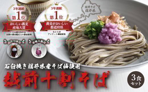 越前十割そば3食セット(越前福井産辛味大根・専用だしつゆ付き)/箱入り【越前そばHAMA庵】福井県越前市10000麺そば