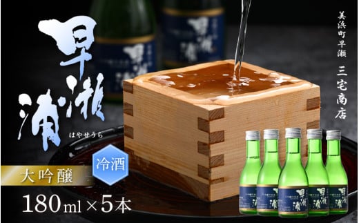 【早瀬浦】大吟醸冷用酒180ml × 5本 セット【入手困難 山田錦 大吟醸 冷酒 日本酒 地酒 福井 美浜 早瀬 フルーティ 男酒 硬水 ミネラル 希少 ご褒美 家飲み 就職祝い 転職祝い ハレの日】 [m16-a